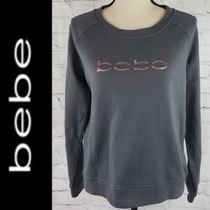 Bebe Logo Sweatshirt charcoal Grey SZ LG